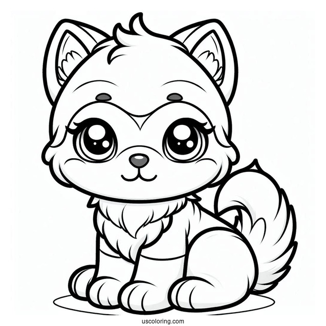 Kawaii Husky Puppy Sitting Down