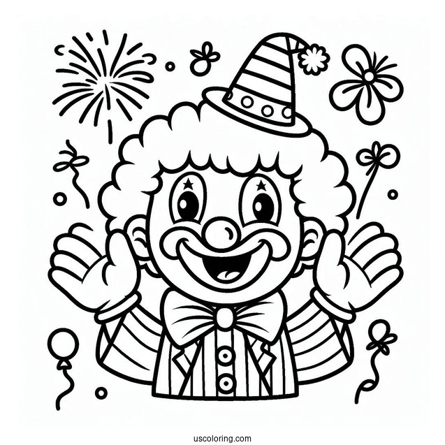 Easy Coloring Page of Clown for Preschoolers