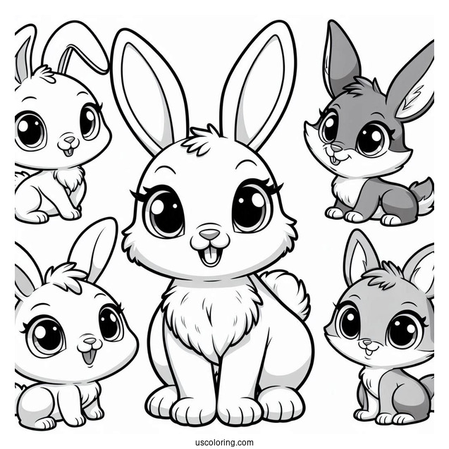 Sunny Bunnies With Hopper, Shiny, Iris, Big Boo, Turbo, And Gray Wolf