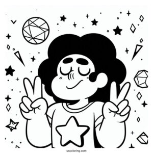 Easy Adult Steven Universe Coloring Page Doing Peace Sign For Kids
