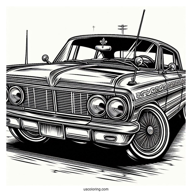 Front View Of Lowrider Coloring Page Hopping