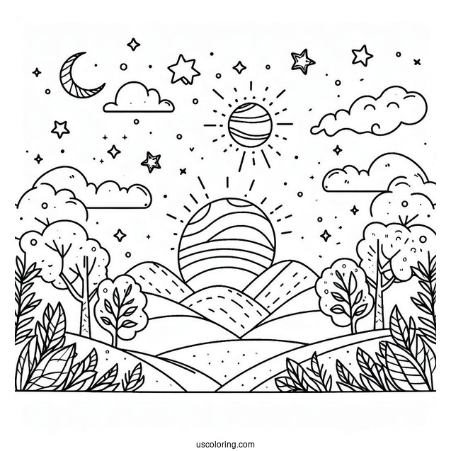 Sprunki Coloring Page Of Sky For Preschoolers