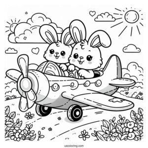 Sunny Bunnies Coloring Page Of Hopper On An Airplane