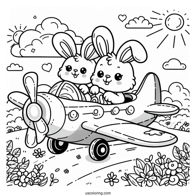 Sunny Bunnies Coloring Page Of Hopper On An Airplane