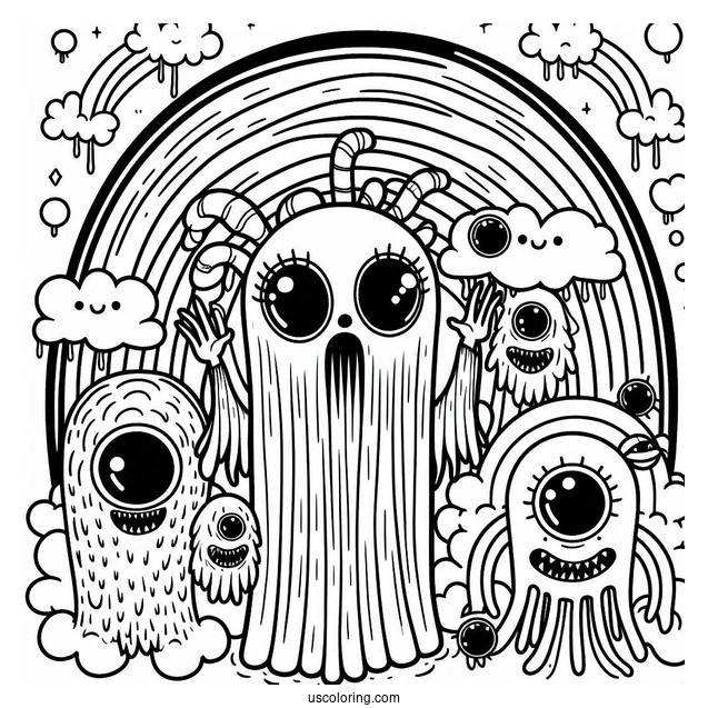 Creepy Rainbow Friends Coloring Page