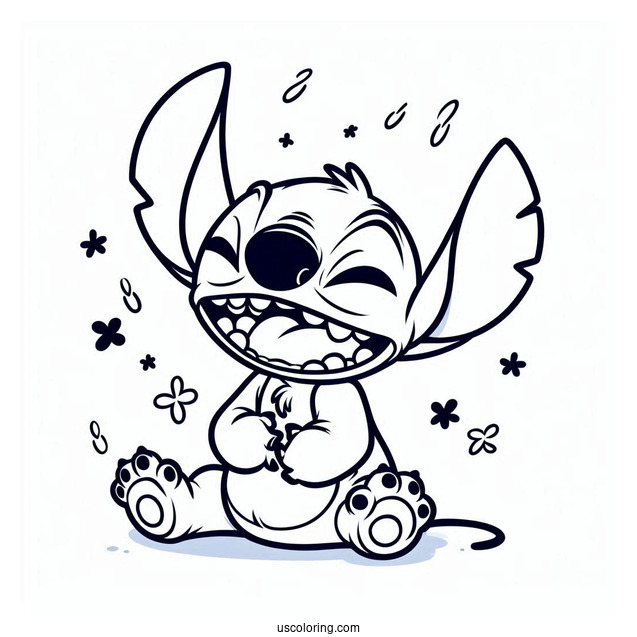 Laughing Stitch Coloring Sheet For Kids