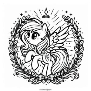 Beautiful Rainbow Dash Coloring Page With Cape And Laurel Wreath