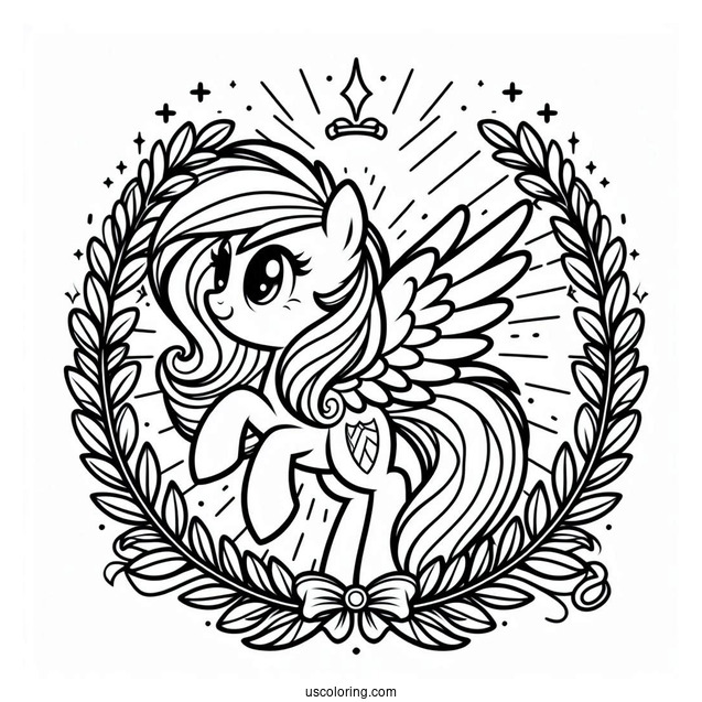 Beautiful Rainbow Dash Coloring Page With Cape And Laurel Wreath