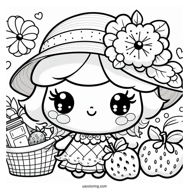 Strawberry Shortcake Coloring Page of Orange Blossom Shopping