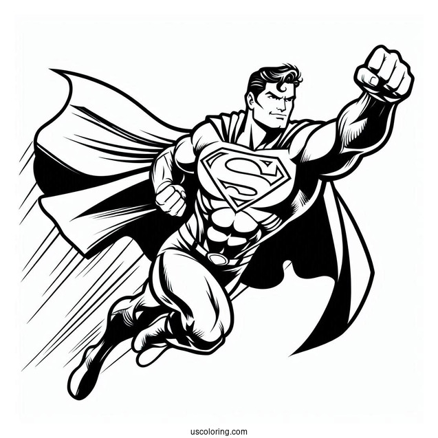 Superman Flying Coloring Page