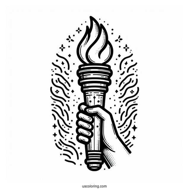 Hand Holding Olympics Coloring Page Of Torch