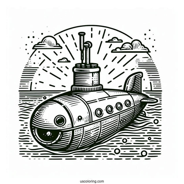 Submarine Coloring Page Of Periscope Above The Water