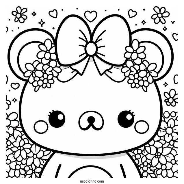 Full Page Cute Head Of Rilakkuma Coloring Page For Kids