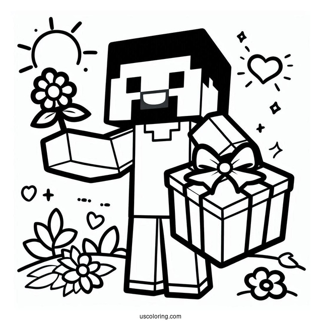 Minecraft Steve With Happy Father's Day Coloring Page