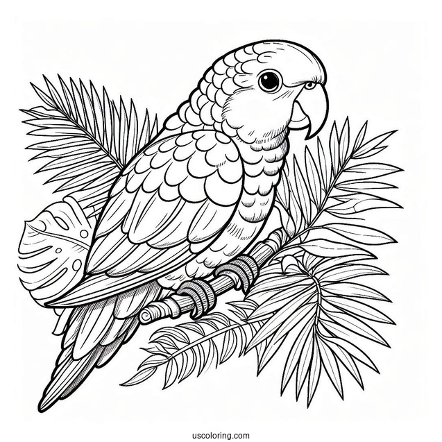 Easy To Color Caique Parrot