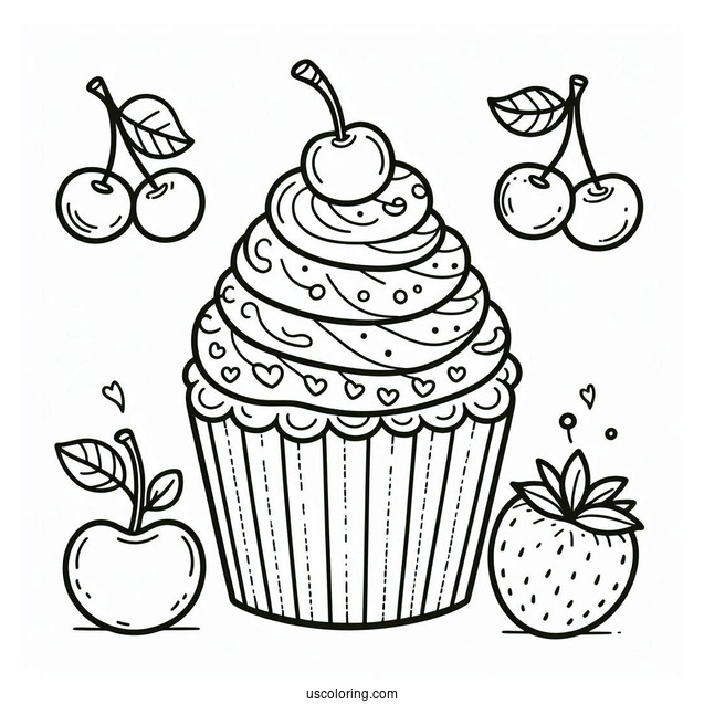 Coloring Sheet Of Cupcake For Toddlers