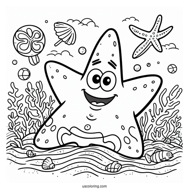 Starfish Coloring Page Of Patrick Star From SpongeBob