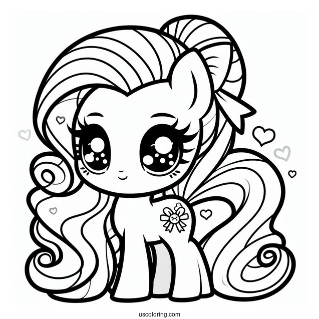 Cute Chibi Rarity Coloring Page For Preschoolers