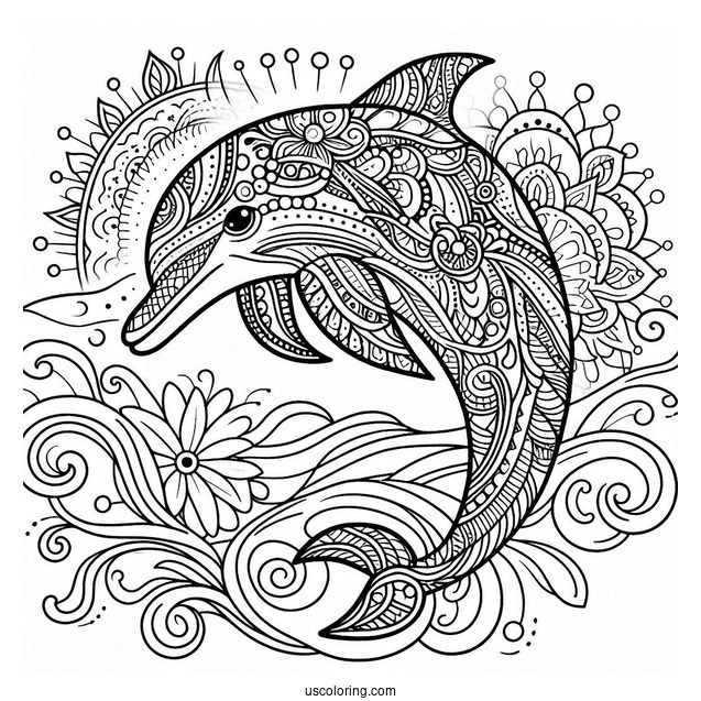 Mandala Dolphin Coloring Sheet For Adults