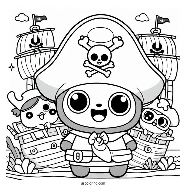Pirate Pororo Coloring Page Eddy, Poby, Crong, And Friends In Pirate Ship For Kids