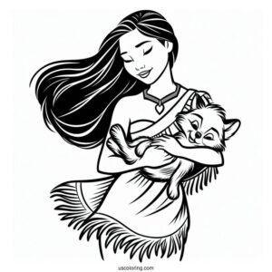 Coloring Page Of Pocahontas Carrying Meeko