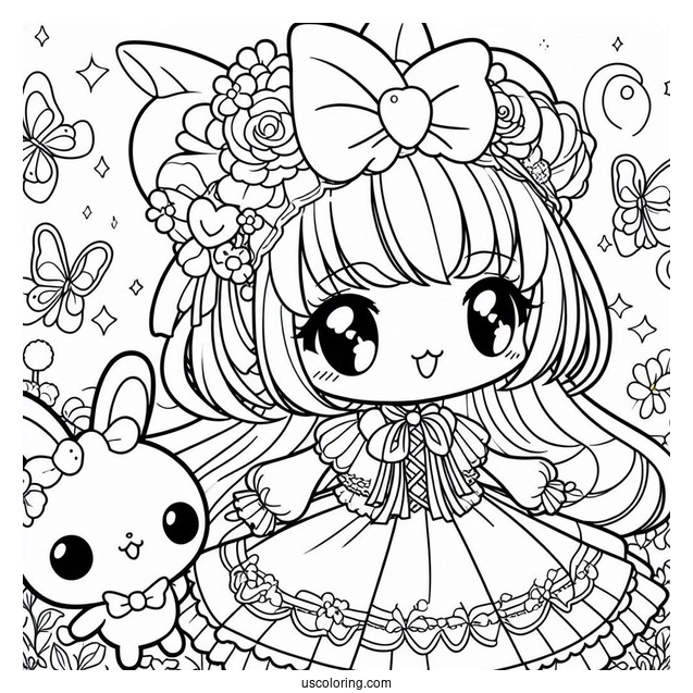 My Melody Coloring Page With Uta Yumeno And Kuromi