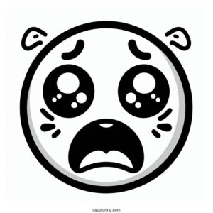 Face Screaming In Fear Emoji Coloring Page For Preschoolers