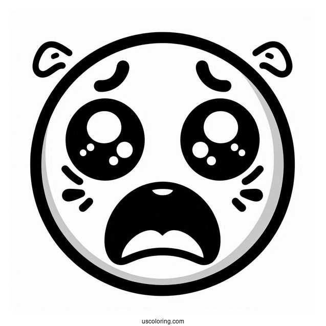 Face Screaming In Fear Emoji Coloring Page For Preschoolers