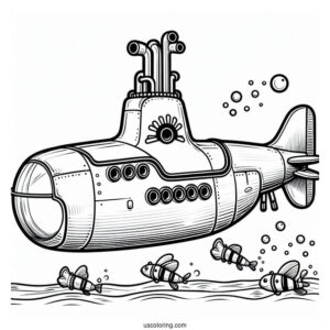 The Beetles Yellow Submarine Coloring Page