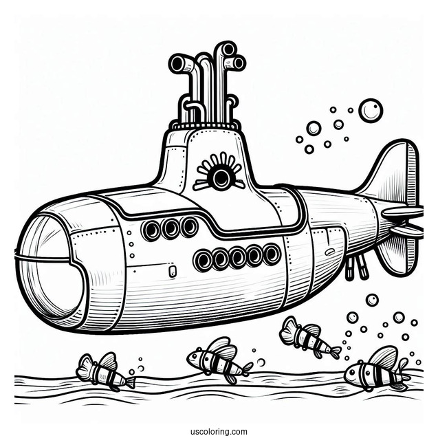 The Beetles Yellow Submarine Coloring Page
