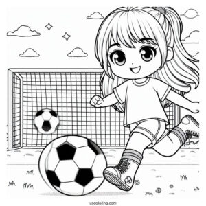Young Child Playing Soccer On Field