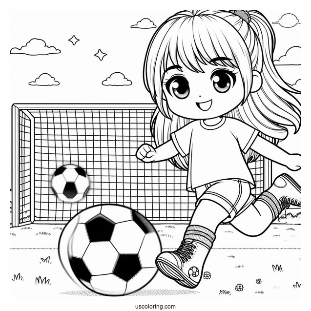 Young Child Playing Soccer On Field