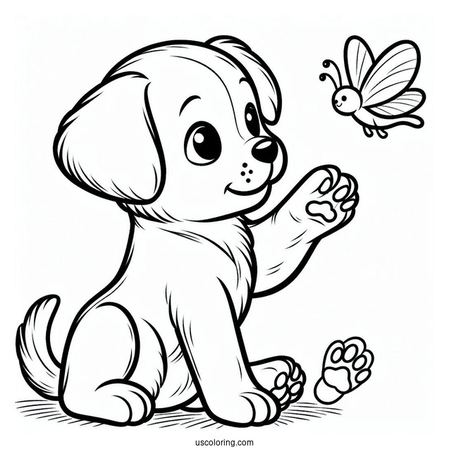 Puppy Raising Paw Coloring In