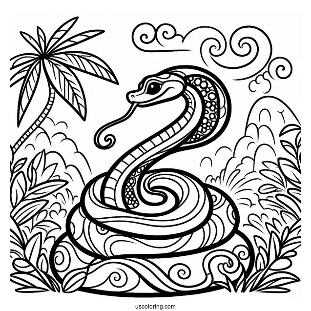 Jungle Book Coloring Page Of Kaa The Snake In A Coil