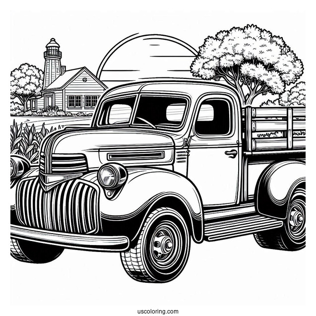 Vintage Pick Up Truck Coloring Page