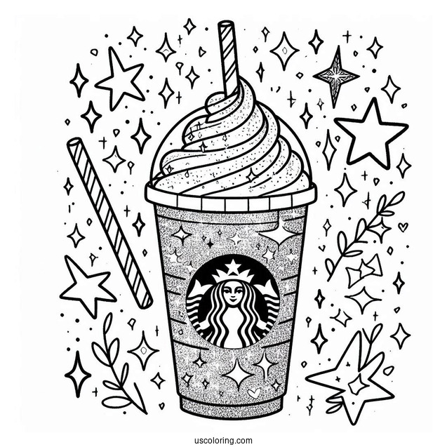 Sparkly Starbucks Coloring Page Frappe For Kids