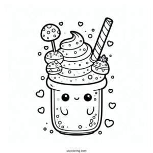 Cute Coloring Page Milkshake With Tiny Animals