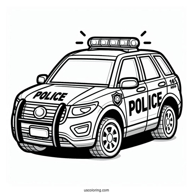 Poli Police Car Coloring Page For Preschoolers