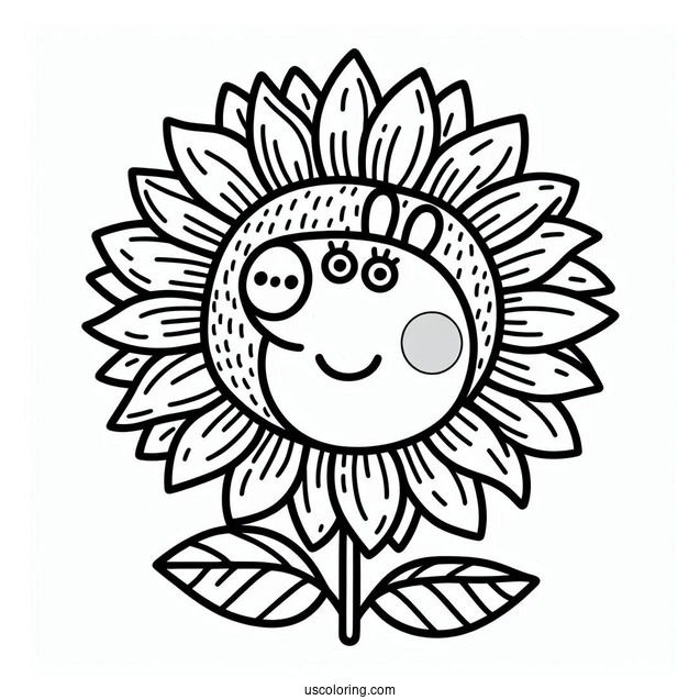 Peppa Pig Sunflower Coloring Page