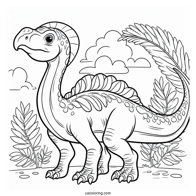 Simple Saurolophus Coloring Page For Kids