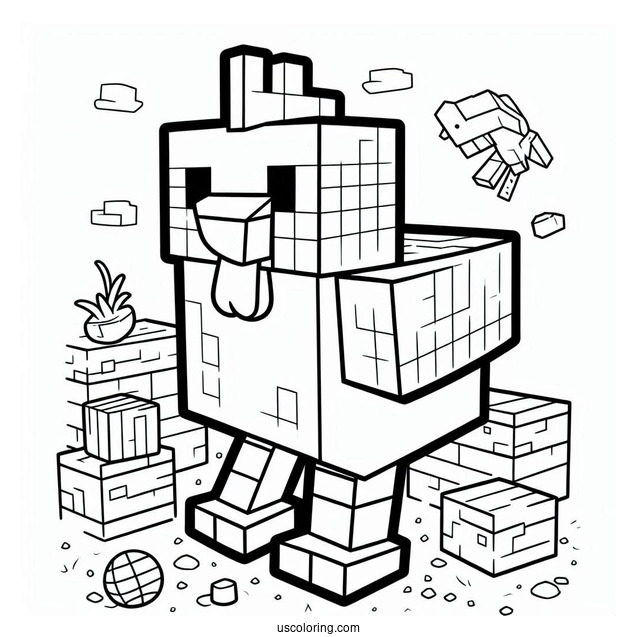 Minecraft Chicken Coloring Sheet