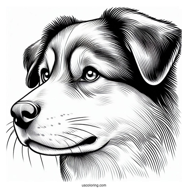 Close Up Of Dog Face Coloring Sheet