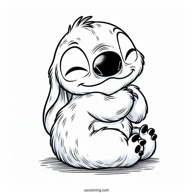 Stitch Hugging A Furry Capybara Coloring Page For Kids