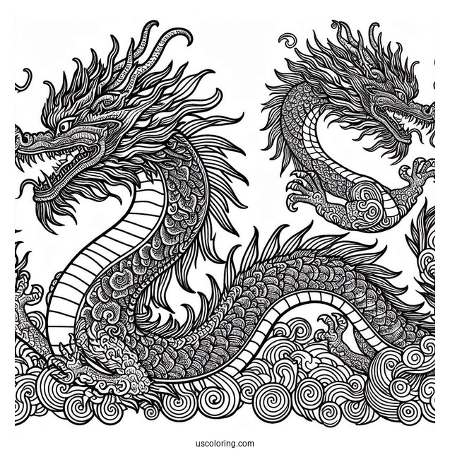 Ancient Looking Dragon To Color