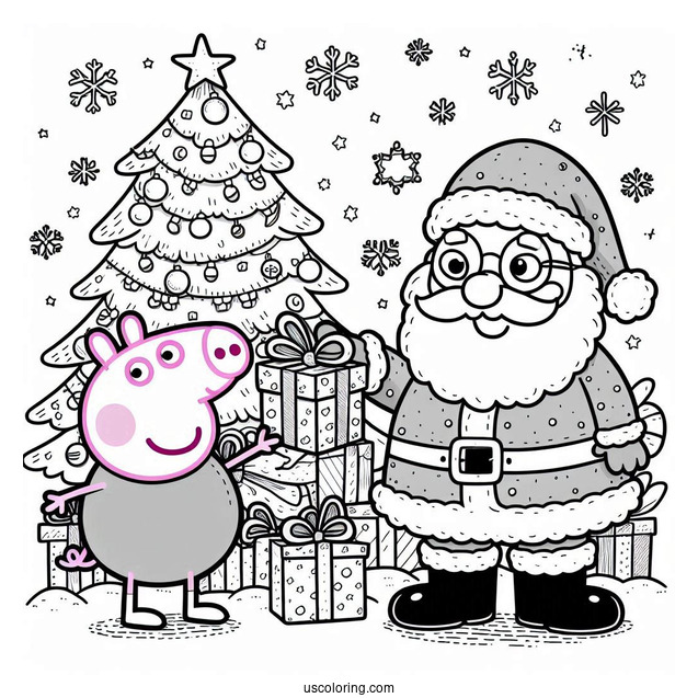 Peppa Pig And George With Santa At Christmas