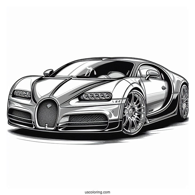 Realistic Bugatti Coloring Page Divo
