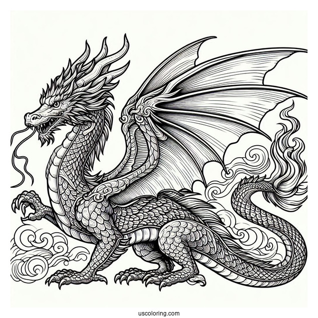 Ancient Looking Dragon To Color
