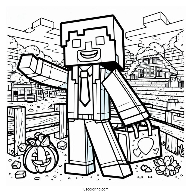 Minecraft Steve With Happy Father's Day Coloring Page