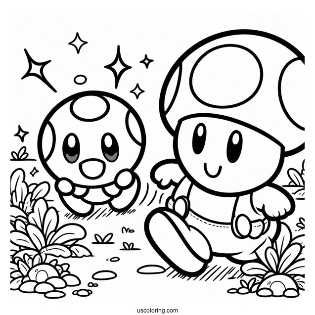 Shy Guy Coloring Page Chasing Miner Toad With Emerald