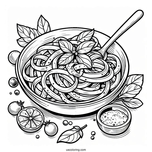 Carbonara Pasta Coloring Picture For Kids